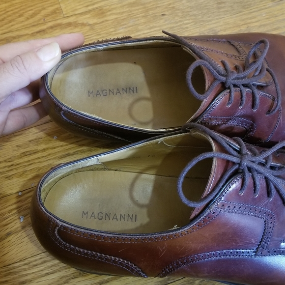 Magnanni Carlito Cap Toe Derby Lace Up Dress Shoes in Cognac 12M Brouge … main image 9